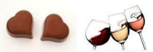 glasses of wine and chocolates