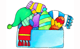 box of winter clothing